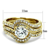IP Gold(Ion Plating) Stainless Steel Ring with AAA Grade CZ  in Clear