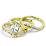IP Gold(Ion Plating) Stainless Steel Ring with AAA Grade CZ  in Clear