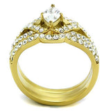 IP Gold(Ion Plating) Stainless Steel Ring with AAA Grade CZ  in Clear