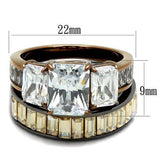 IP Light Black & IP Light coffee Stainless Steel Ring with AAA Grade CZ  in Clear