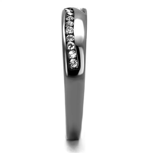 IP Light Black  (IP Gun) Stainless Steel Ring with Top Grade Crystal  in Clear