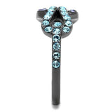 IP Light Black  (IP Gun) Stainless Steel Ring with Top Grade Crystal  in Tanzanite