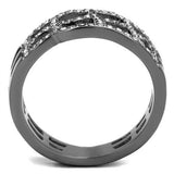 IP Light Black  (IP Gun) Stainless Steel Ring with Top Grade Crystal  in Black Diamond