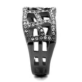 IP Light Black  (IP Gun) Stainless Steel Ring with Top Grade Crystal  in Black Diamond