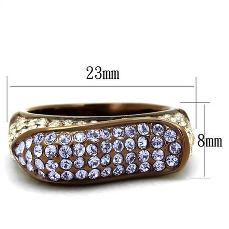 IP Coffee light Stainless Steel Ring with Top Grade Crystal  in Multi Color