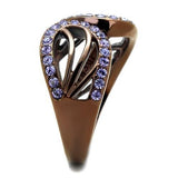 IP Coffee light Stainless Steel Ring with Top Grade Crystal  in Tanzanite