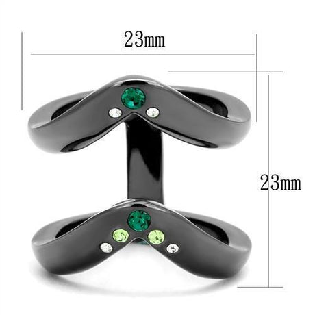 IP Light Black  (IP Gun) Stainless Steel Ring with Top Grade Crystal  in Multi Color