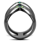 IP Light Black  (IP Gun) Stainless Steel Ring with Top Grade Crystal  in Multi Color