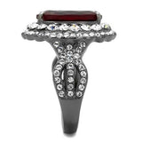 IP Light Black  (IP Gun) Stainless Steel Ring with Synthetic Synthetic Glass in Siam