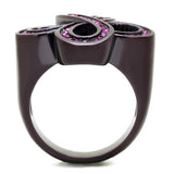 IP Dark Brown (IP coffee) Stainless Steel Ring with Top Grade Crystal  in Fuchsia