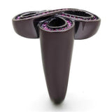 IP Dark Brown (IP coffee) Stainless Steel Ring with Top Grade Crystal  in Fuchsia