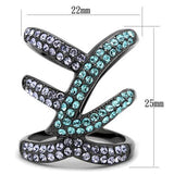 IP Light Black  (IP Gun) Stainless Steel Ring with Top Grade Crystal  in Multi Color