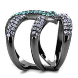 IP Light Black  (IP Gun) Stainless Steel Ring with Top Grade Crystal  in Multi Color