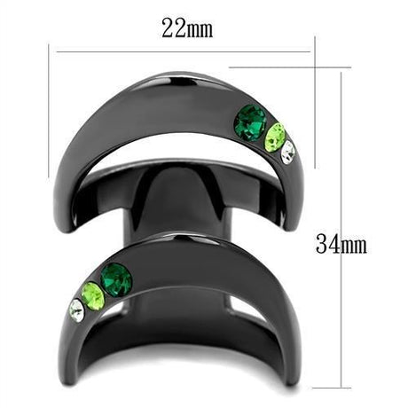 IP Light Black  (IP Gun) Stainless Steel Ring with Top Grade Crystal  in Multi Color