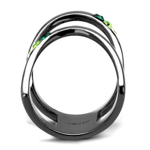 IP Light Black  (IP Gun) Stainless Steel Ring with Top Grade Crystal  in Multi Color