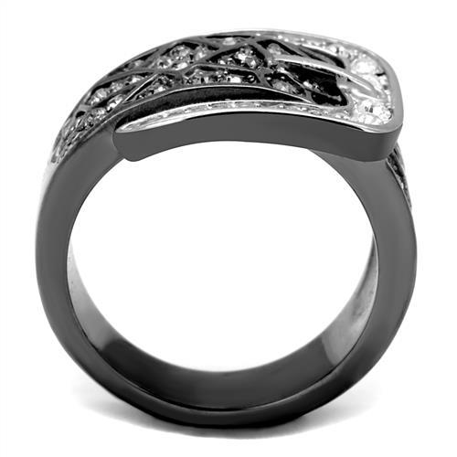 Two-Tone IP Black Stainless Steel Ring with Top Grade Crystal  in Black Diamond