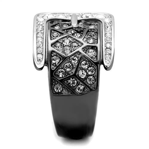 Two-Tone IP Black Stainless Steel Ring with Top Grade Crystal  in Black Diamond