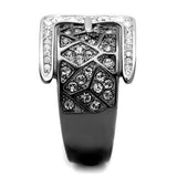 Two-Tone IP Black Stainless Steel Ring with Top Grade Crystal  in Black Diamond