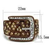 Two Tone IP Light Brown (IP Light coffee) Stainless Steel Ring with Top Grade Crystal  in Citrine Yellow