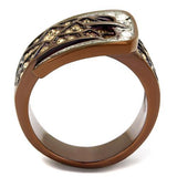 Two Tone IP Light Brown (IP Light coffee) Stainless Steel Ring with Top Grade Crystal  in Citrine Yellow