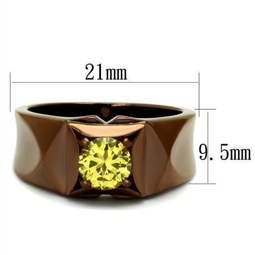 IP Coffee light Stainless Steel Ring with AAA Grade CZ  in Topaz