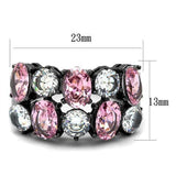 IP Light Black  (IP Gun) Stainless Steel Ring with AAA Grade CZ  in Rose