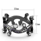 IP Light Black  (IP Gun) Stainless Steel Ring with AAA Grade CZ  in Clear