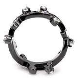IP Light Black  (IP Gun) Stainless Steel Ring with AAA Grade CZ  in Clear