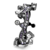 IP Light Black  (IP Gun) Stainless Steel Ring with AAA Grade CZ  in Clear