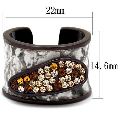 IP Dark Brown (IP coffee) Stainless Steel Ring with Top Grade Crystal  in Multi Color