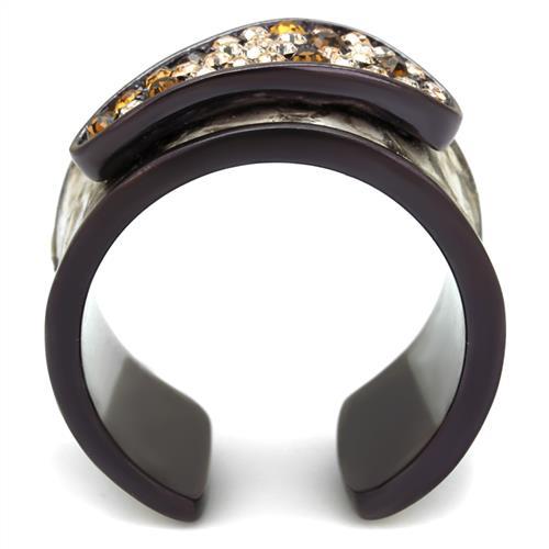 IP Dark Brown (IP coffee) Stainless Steel Ring with Top Grade Crystal  in Multi Color