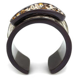 IP Dark Brown (IP coffee) Stainless Steel Ring with Top Grade Crystal  in Multi Color