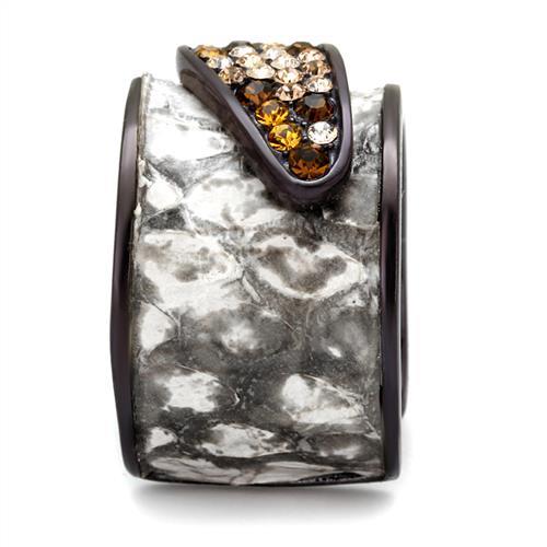 IP Dark Brown (IP coffee) Stainless Steel Ring with Top Grade Crystal  in Multi Color