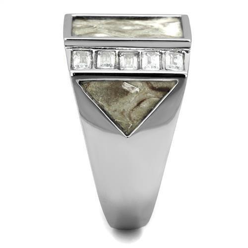 No Plating Stainless Steel Ring with AAA Grade CZ  in Clear
