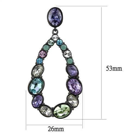 IP Light Black  (IP Gun) Stainless Steel Earrings with AAA Grade CZ  in Multi Color