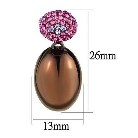 IP Coffee light Stainless Steel Earrings with Top Grade Crystal  in Multi Color
