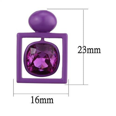 No Plating Stainless Steel Earrings with Top Grade Crystal  in Fuchsia