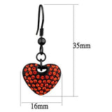 IP Black(Ion Plating) Stainless Steel Earrings with Top Grade Crystal  in Orange