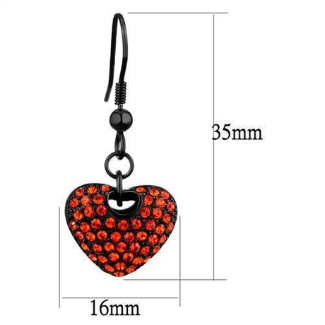IP Black(Ion Plating) Stainless Steel Earrings with Top Grade Crystal  in Orange