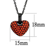 IP Black(Ion Plating) Stainless Steel Chain Pendant with Top Grade Crystal  in Orange