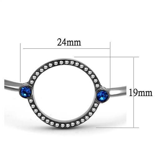 IP Light Black  (IP Gun) Stainless Steel Bangle with Top Grade Crystal  in Capri Blue
