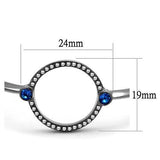 IP Light Black  (IP Gun) Stainless Steel Bangle with Top Grade Crystal  in Capri Blue
