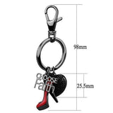 IP Light Black  (IP Gun) Stainless Steel Key Ring with Top Grade Crystal  in Jet