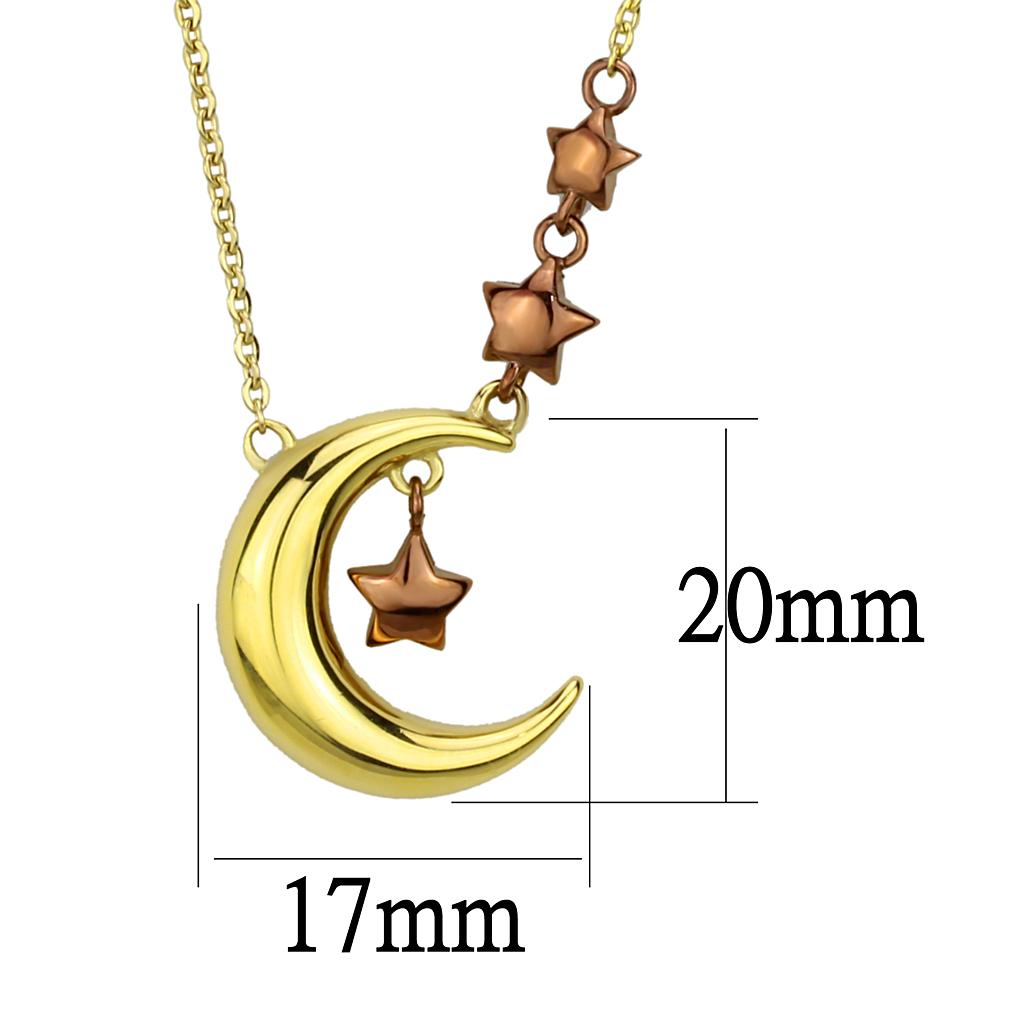 IP Gold & IP Light Brown (IP Light coffee) Stainless Steel Necklace with No Stone