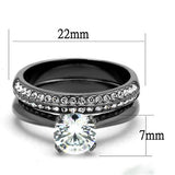 IP Light Black  (IP Gun) Stainless Steel Ring with AAA Grade CZ  in Clear