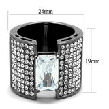 IP Light Black  (IP Gun) Stainless Steel Ring with AAA Grade CZ  in Clear