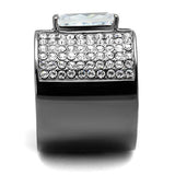 IP Light Black  (IP Gun) Stainless Steel Ring with AAA Grade CZ  in Clear