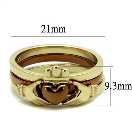 IP Gold & IP Light Brown (IP Light coffee) Stainless Steel Ring with No Stone