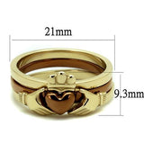 IP Gold & IP Light Brown (IP Light coffee) Stainless Steel Ring with No Stone