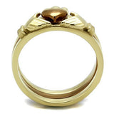 IP Gold & IP Light Brown (IP Light coffee) Stainless Steel Ring with No Stone